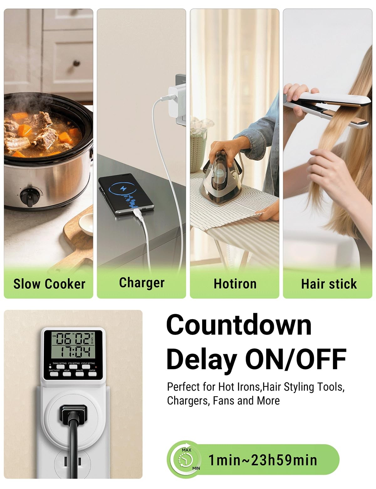 Digital Infinite Repeat Cycle Intermittent Timer Plug for Electrical Outlet, 24