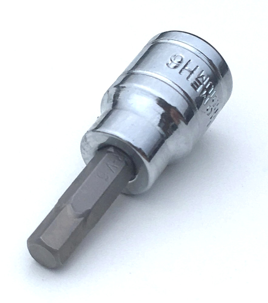 US Pro 6mm hex allen bit socket 3/8" dr. drive trade quality CrV chrome tool H6