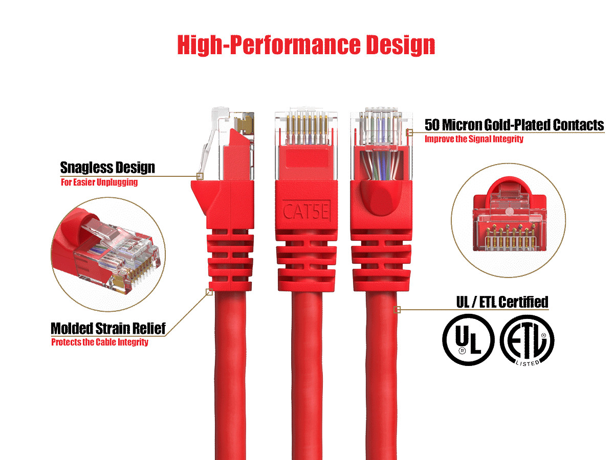 3ft Cat5e Crossover UTP Ethernet Network Patch Cable Snagless 24AWG Bare Copp...