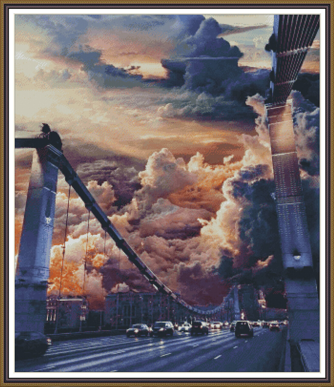 An apocalyptic sunset 407 Chart Counted Cross Stitch Pattern Needlework craft