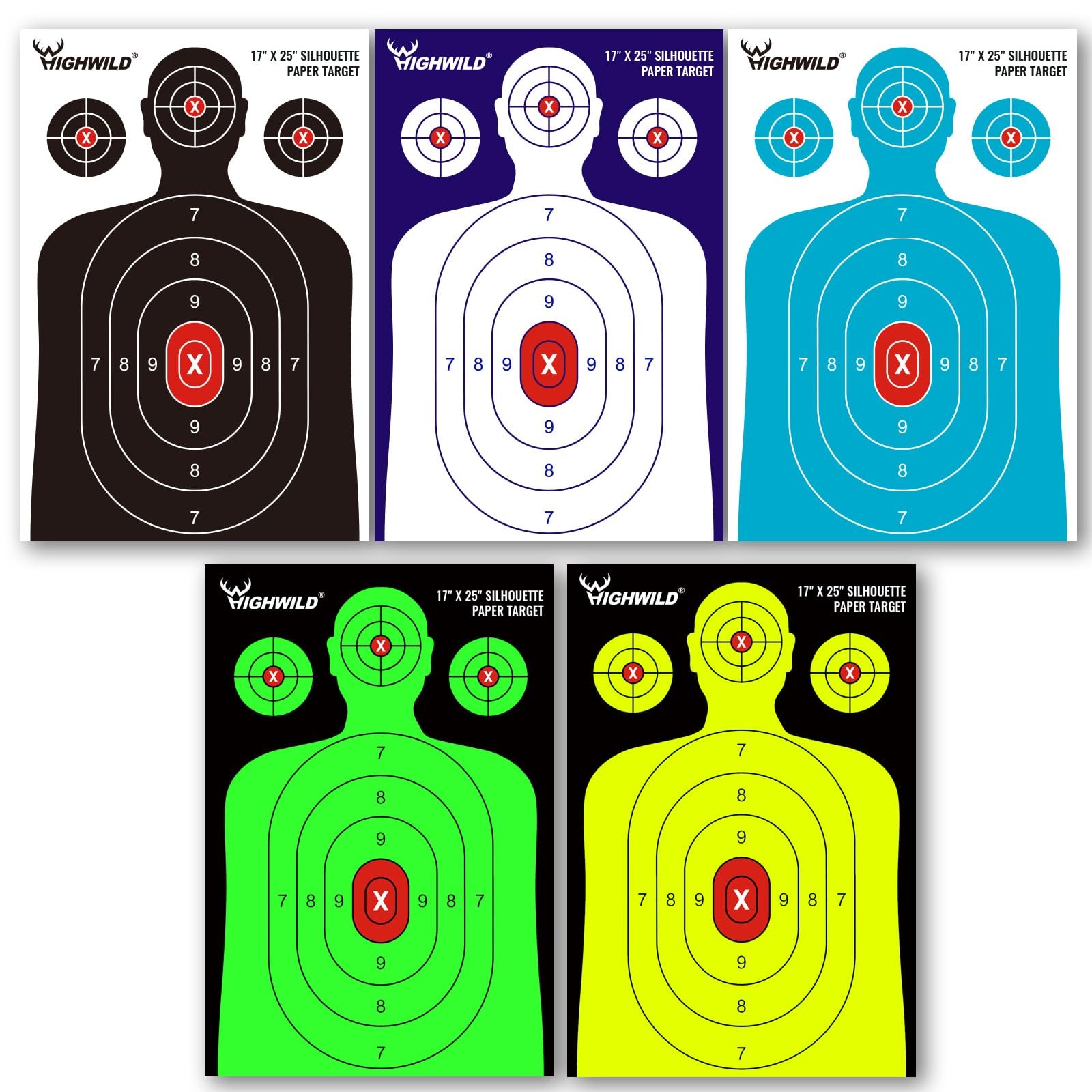 Highwild Shooting Range Silhouette Paper Target - 17X25 17x25", Multi Color