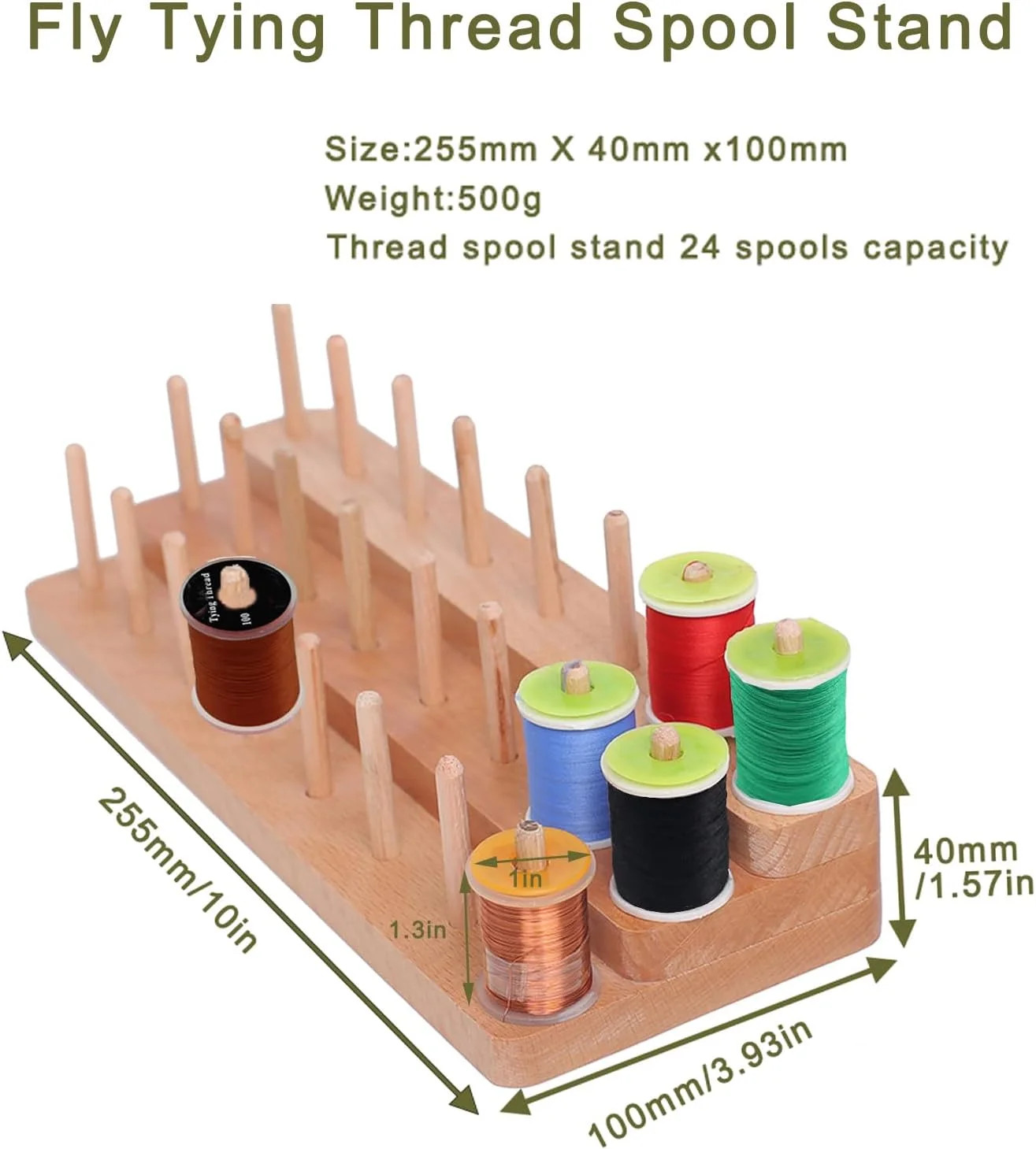 Wooden Fly Tying Thread Spool Stand,Spools Thread Holder Organizer for Tying Fly