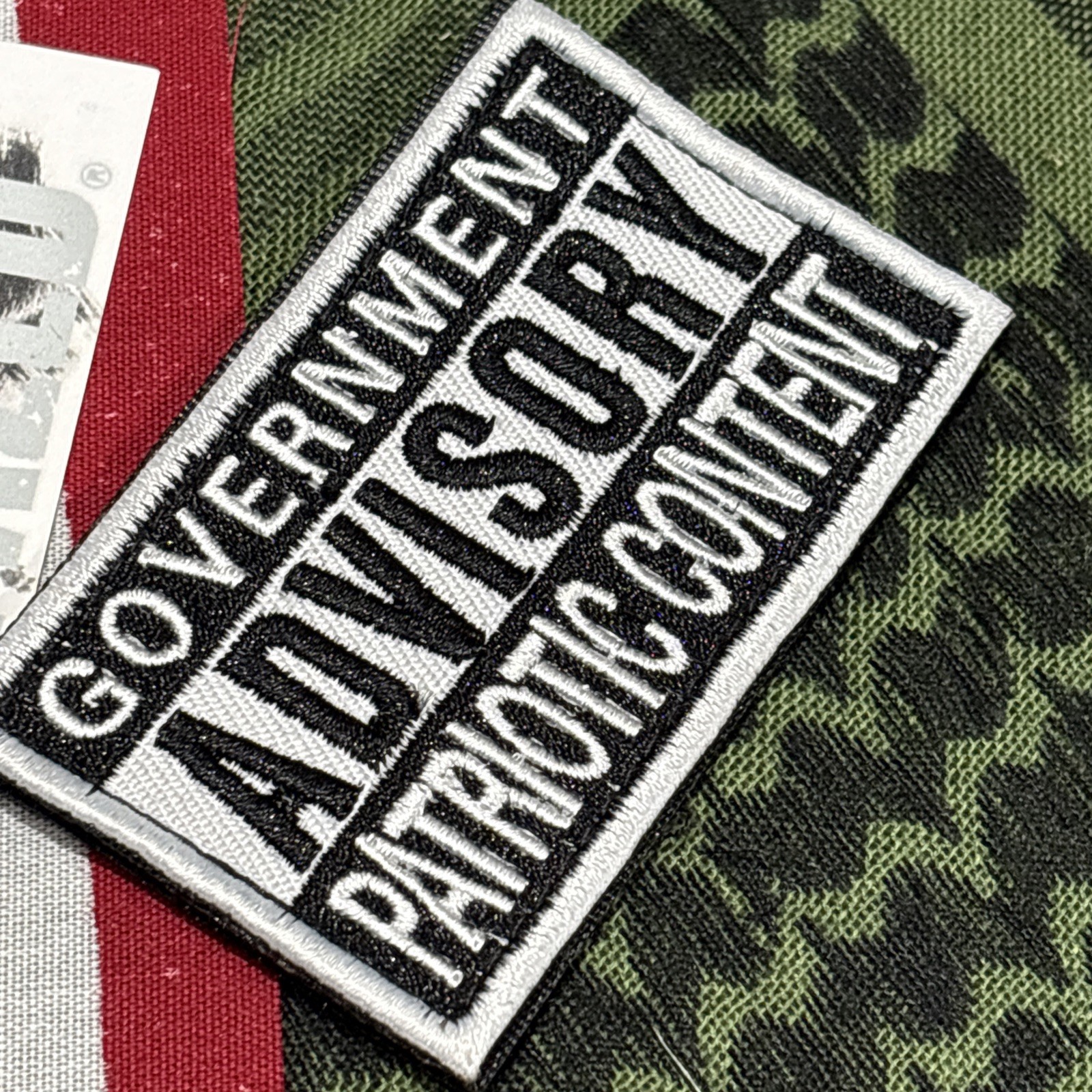Patriotic Content Patch 3x2.5” Hook & loop High Quality Embroidery Grey