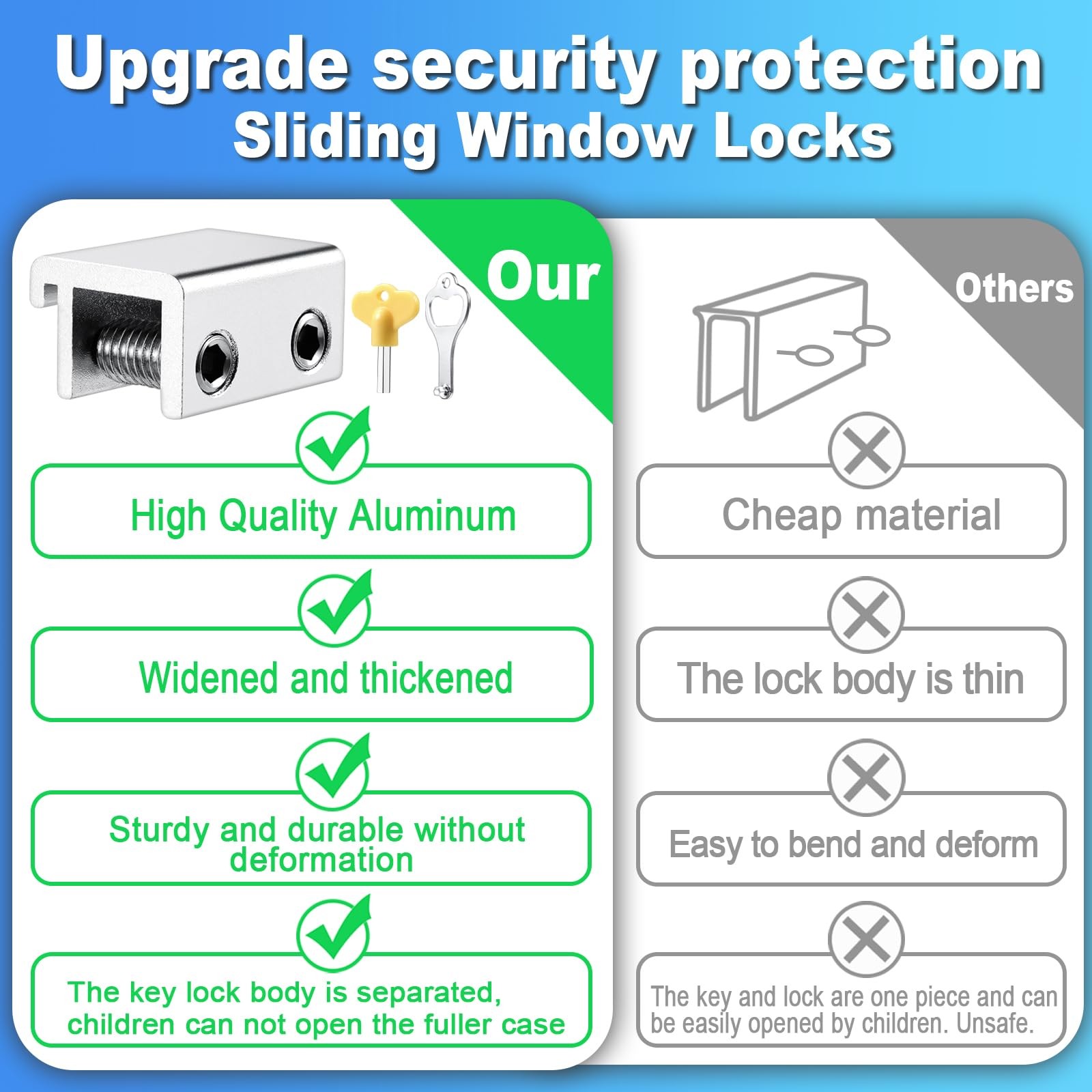 Sliding Window Locks 2 Sets Window Locks for Up and Down Windows and Horizont