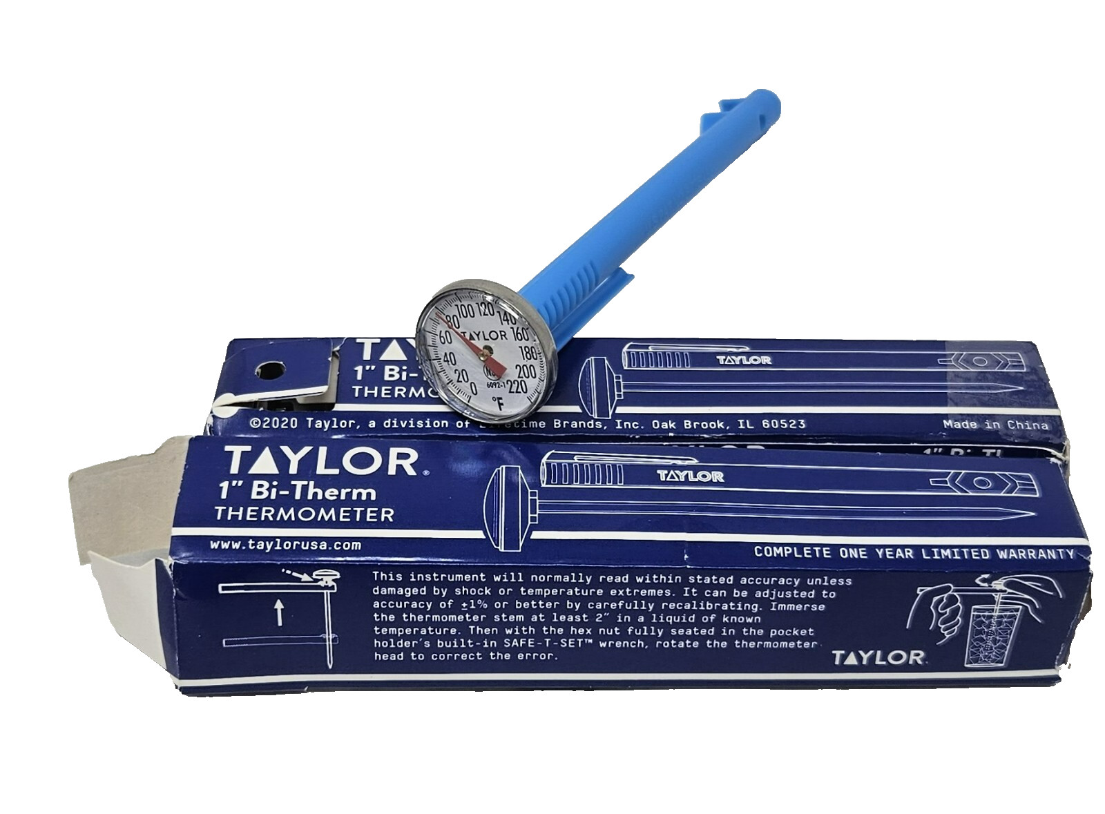 Taylor 8215N 8in Bi-Therm Pocket Dial Thermometer 1-in Dial 0-220ºF NSF Qty 2