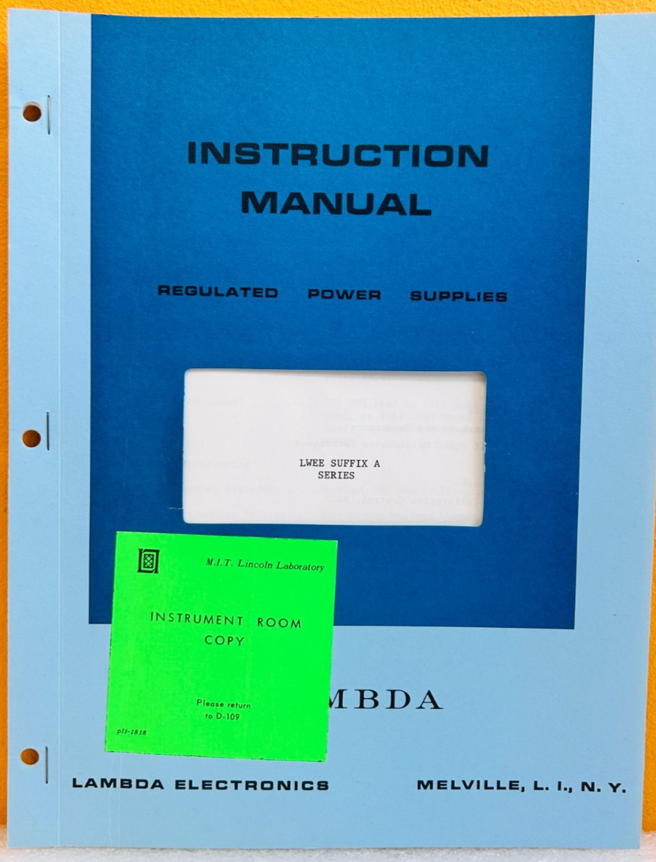 Lambda IM-LWEEA LWEE Suffix A Series Regulated Power Supplies Instruction Manual