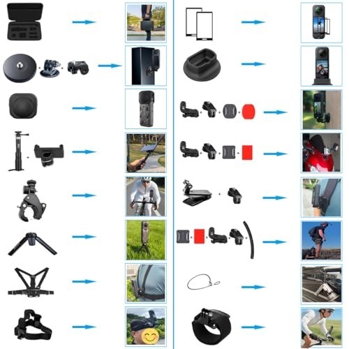 Insta360 X5/X4 Accessories Kit - Magnetic Mount, Tripod, Selfie Stick, Chest Str