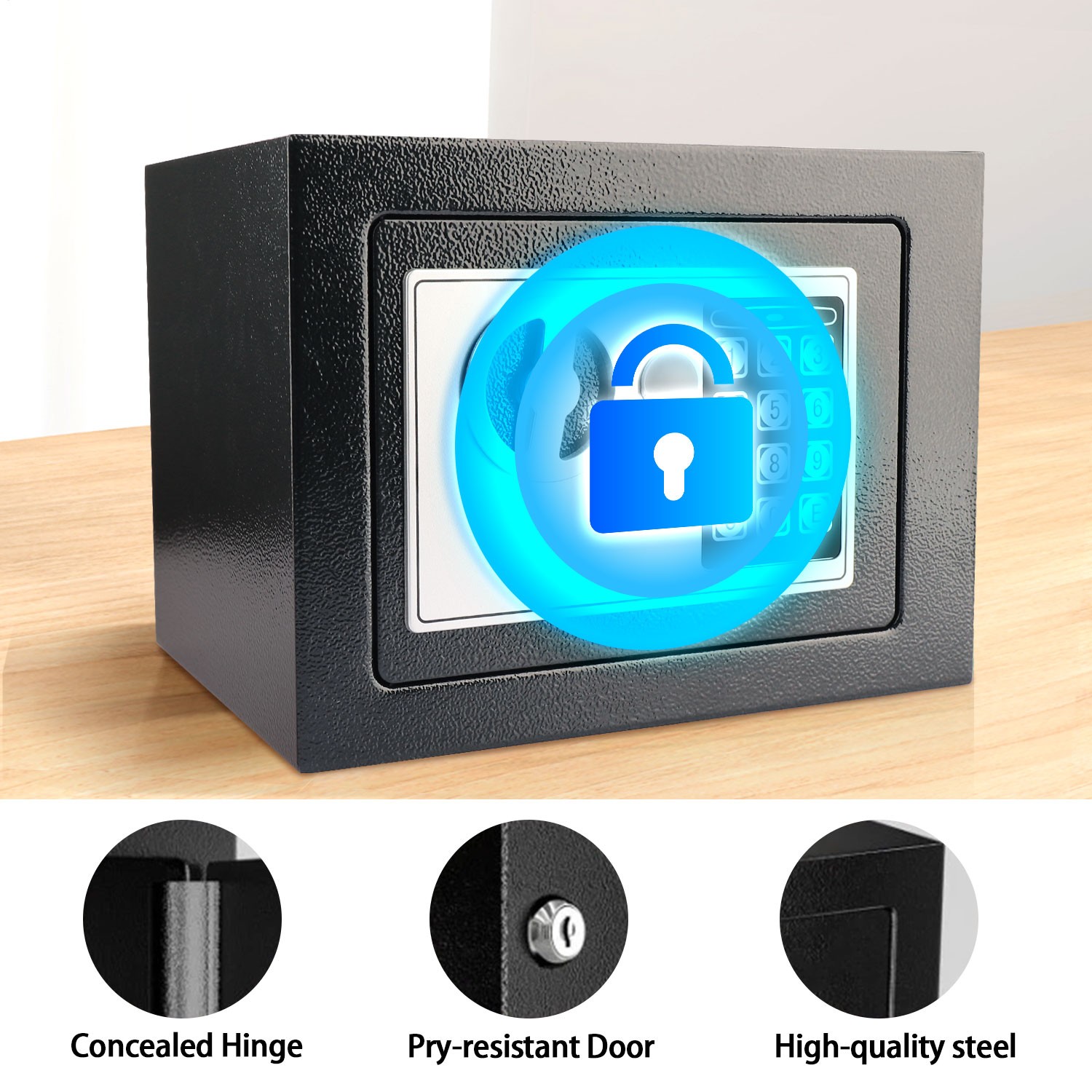 New Small Black Digital Electronic Safe Box Keypad Lock Home Office Hotel Gun