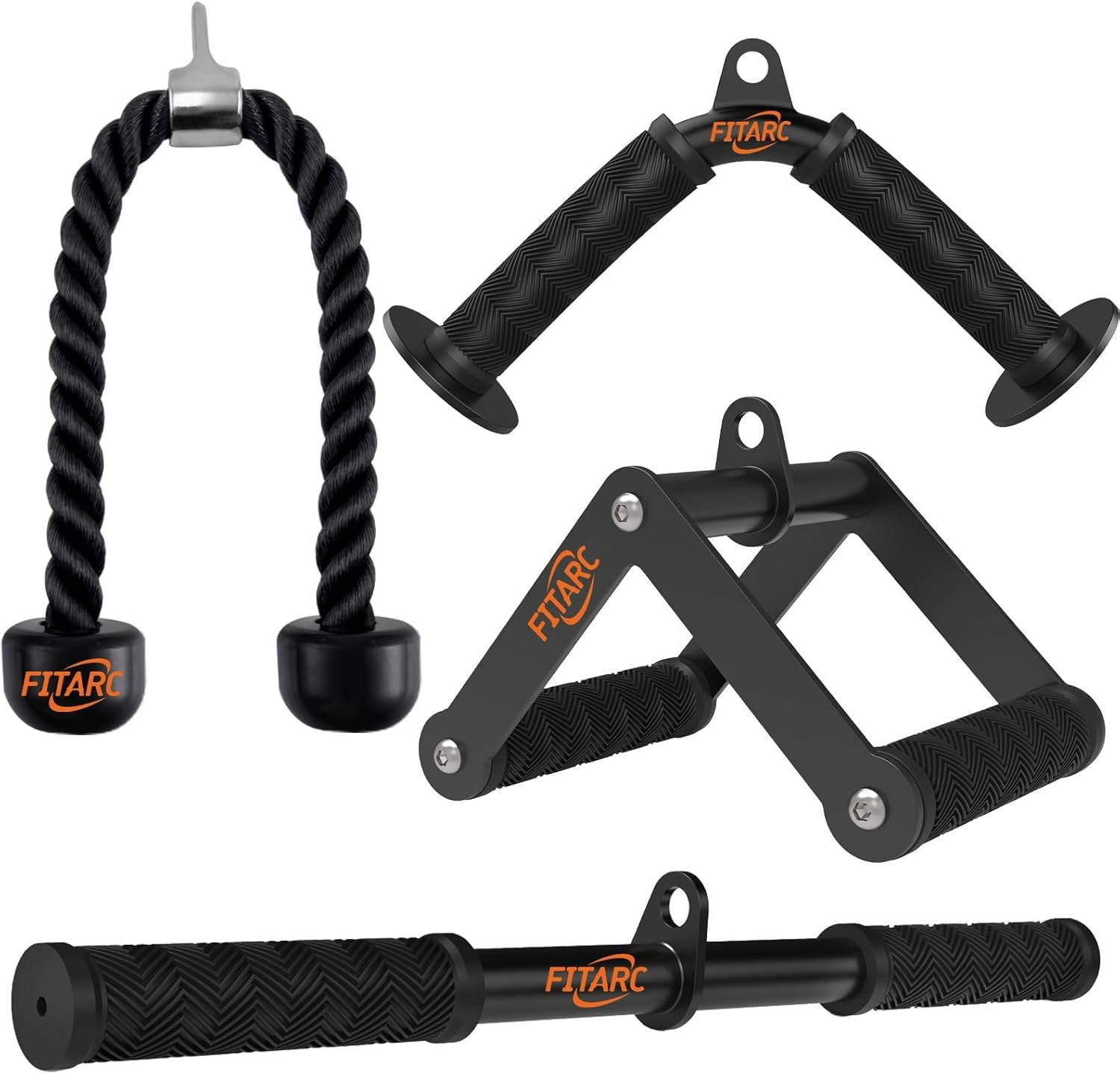 4 Pc Cable Machine Attachment Set LAT Pulldown V Bar Rope Straight Bar Gym