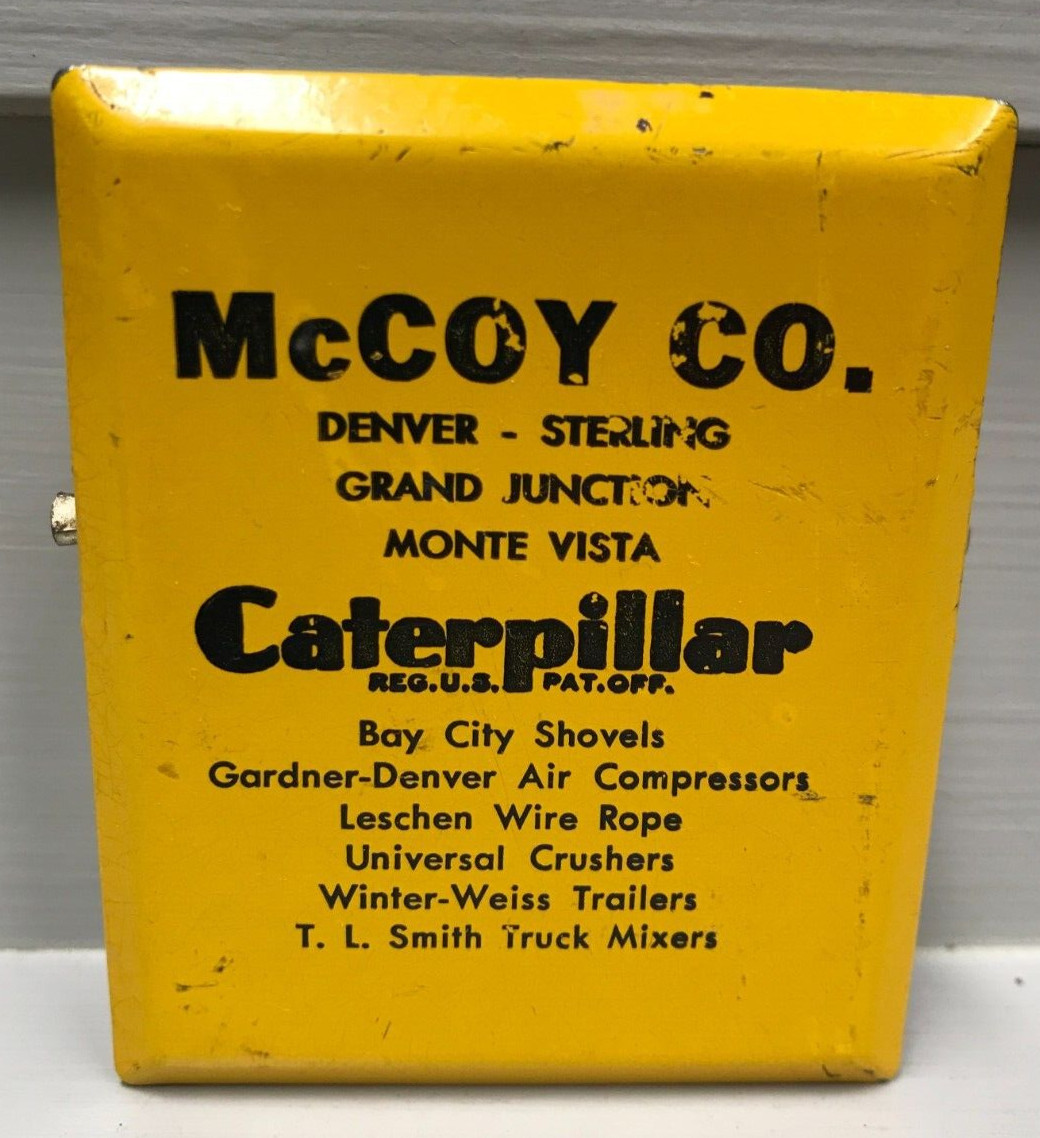 Vintage McCoy Co. Caterpillar Advertising Paper Receipt Note Clip Sign Colorado