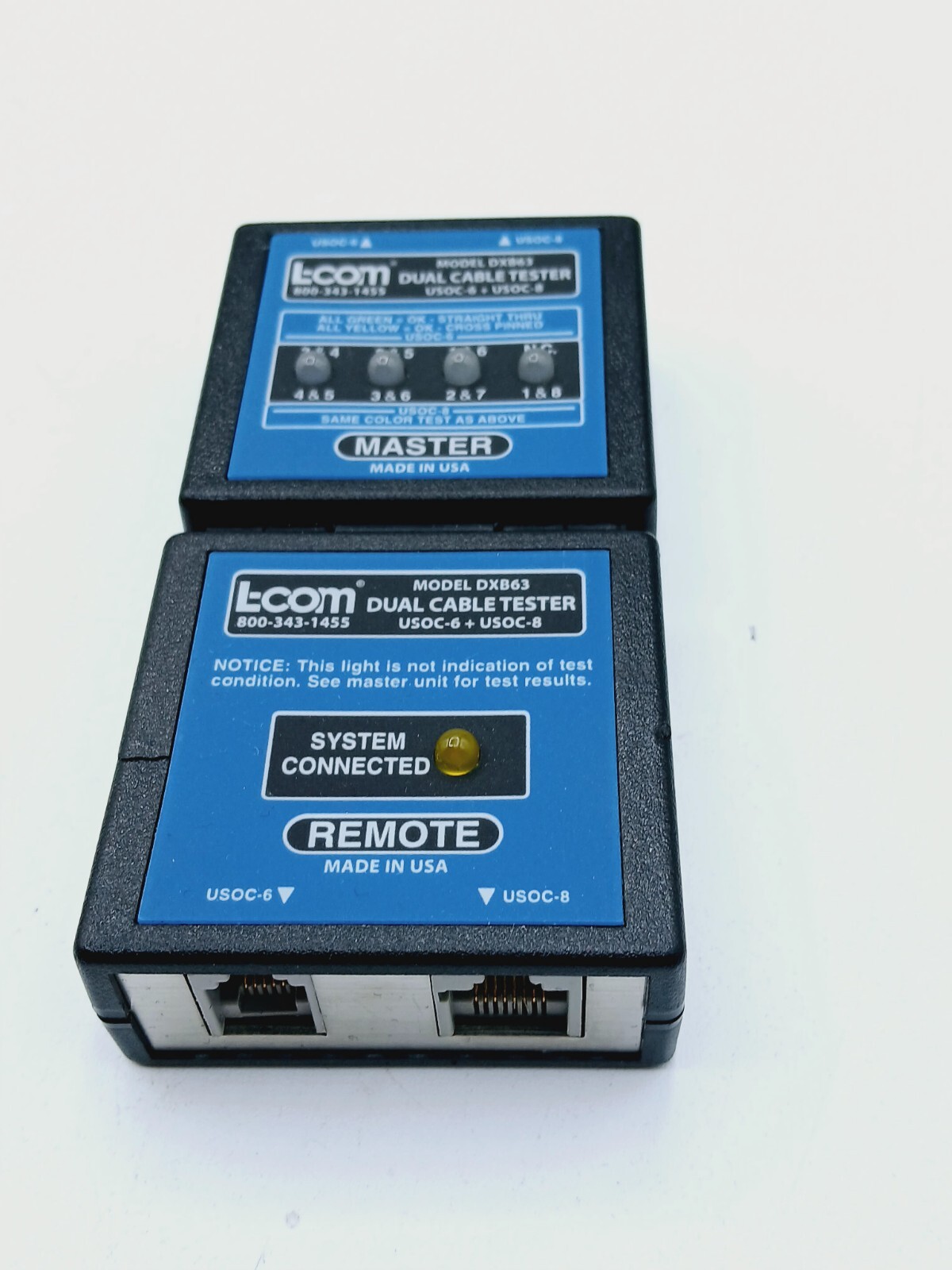 L-Com DXB63 USOC4, 6, 8 Cable Tester Master and Remote