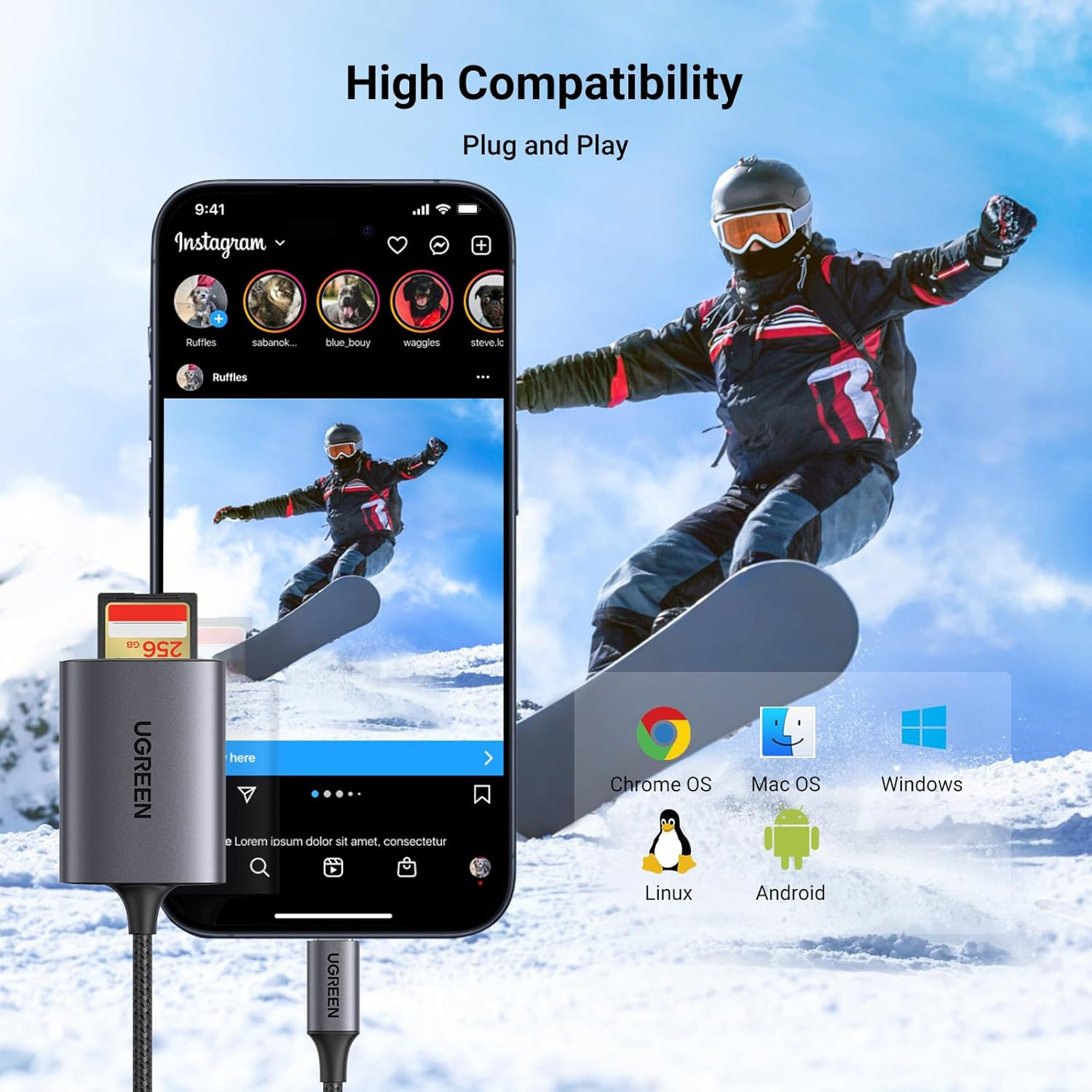 UGREEN USB C SD Card Reader, 2-In-1 Micro SD Memory Card Reader for TF SD Micro