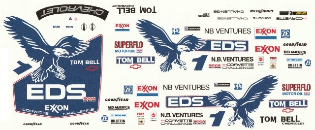 #1 STU HAYNER EDS Corvette 1988 1/18th Scale Waterslide Decal
