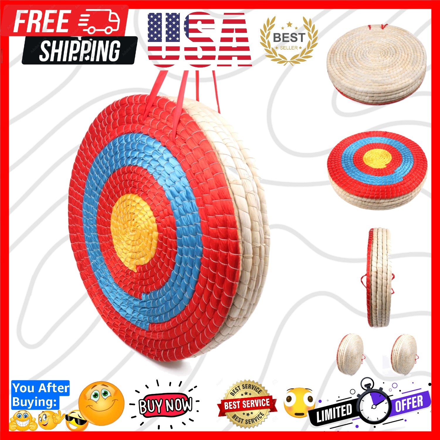 Archery Targets Traditional Solid Straw Round Archery Target Shooting Bow Col...