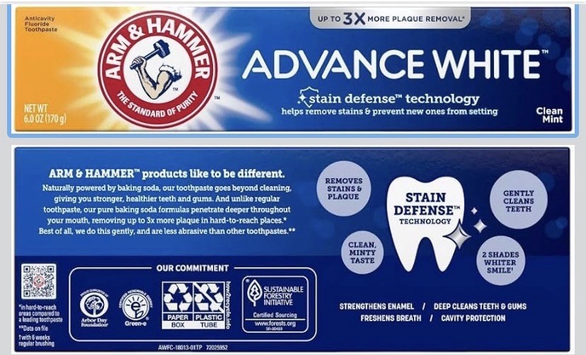 Arm & Hammer Advance White Clean Mint Fluoride Toothpaste Whitening 4.3 ounces
