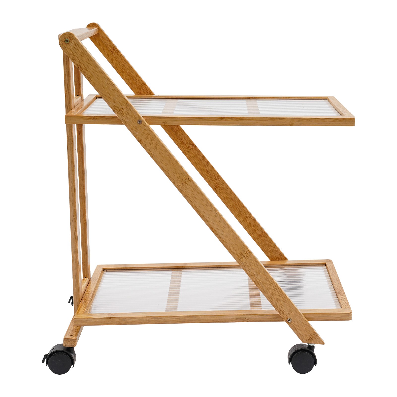 2 Tiers Bamboo Storage Rack, Floor Standing Storage Stand, Foldable Storage Rack