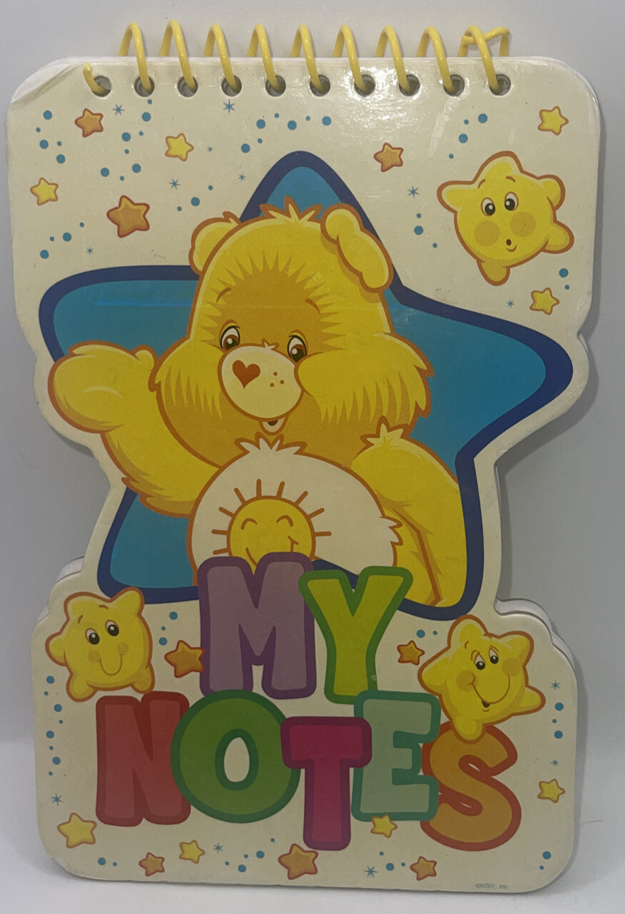 Care Bears Yellow Funshine Bear Vintage Spiral Notepad Cardboard NoteBook