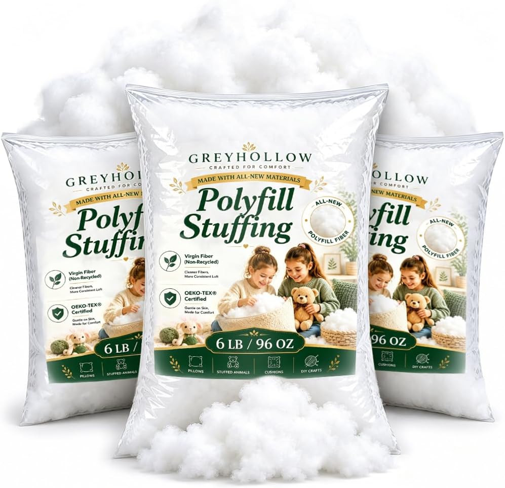 96Oz Pillow Stuffing for Stuffed Animals, Fluffs up Easily Polyfill Stuffing Fib