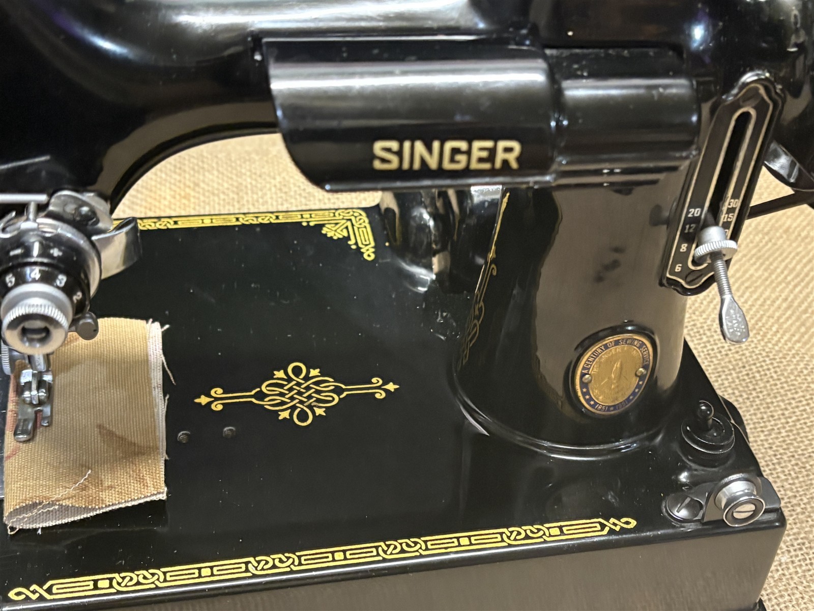 Singer Featherlight 221-1 sewing machine, Centennial edition 1951, pretty