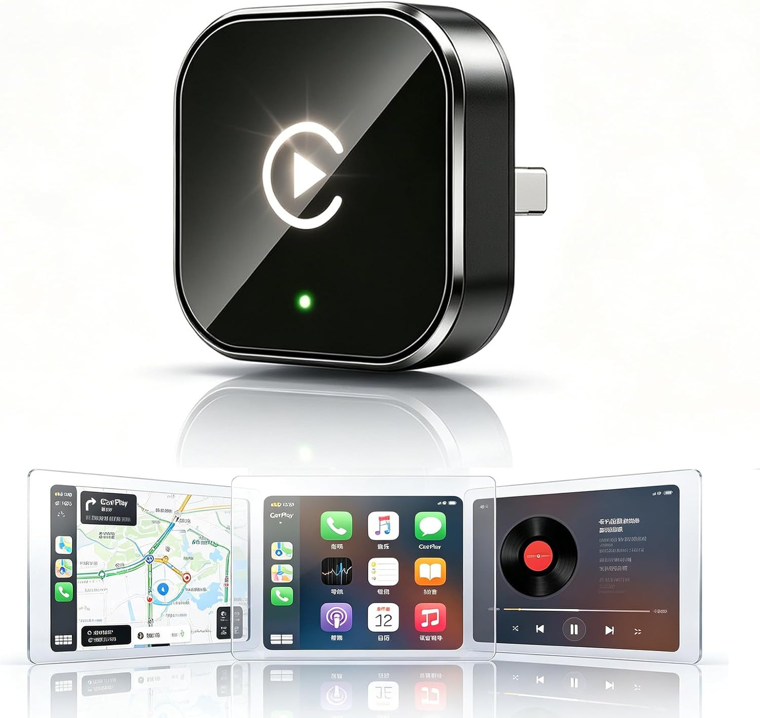 Wireless CarPlay Android Auto Adapter 2-in-1 Convert Wired to Wireless USB