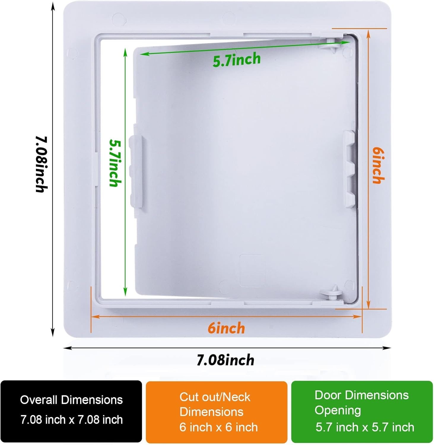 Reinforced Hinged 6x6 Inch Plastic Access Door - Easy Installation & Paintable