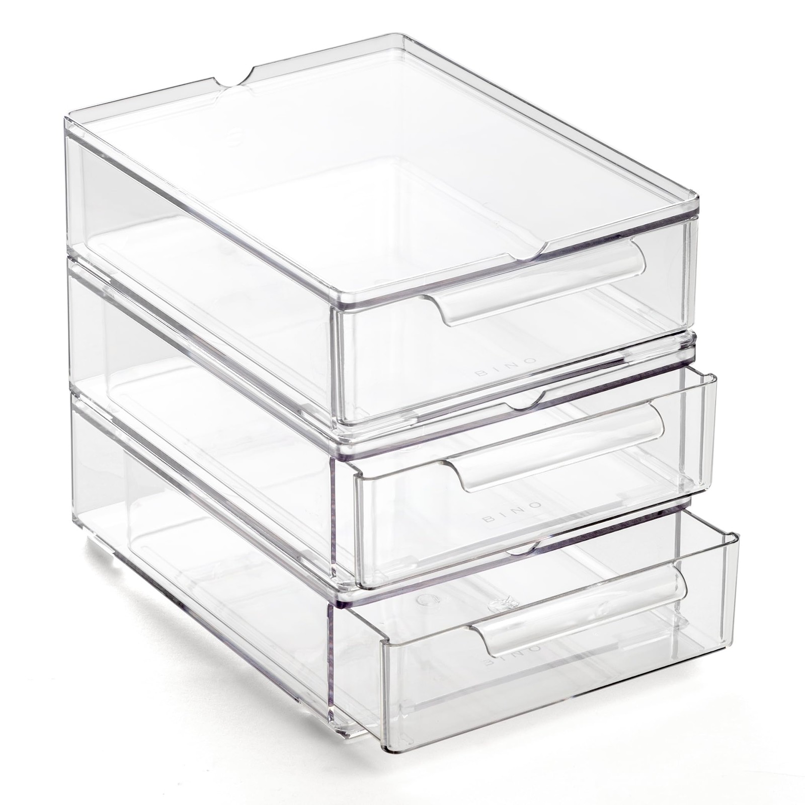 BINO | Clear Stackable Storage Drawers, Small - 3 Pack 3 - Small,