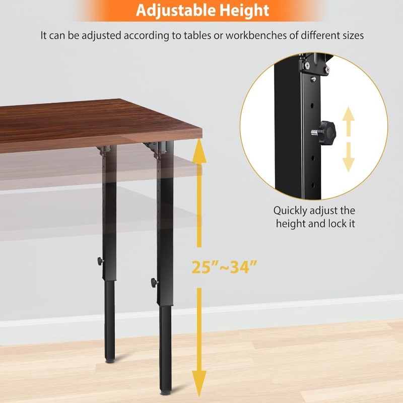 Folding Adjustable Square Table Legs 4 PCS Adjustable Height 25-34DIY Desk Legs