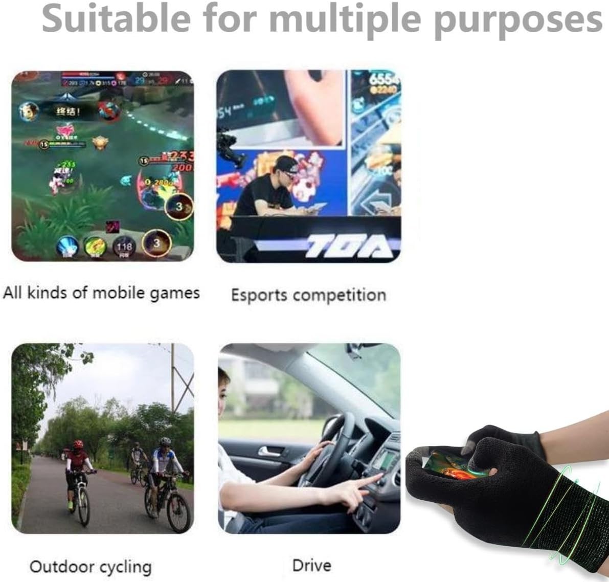 Mobile Game Gloves, Ultra-Thin Gaming Large, Black Gold