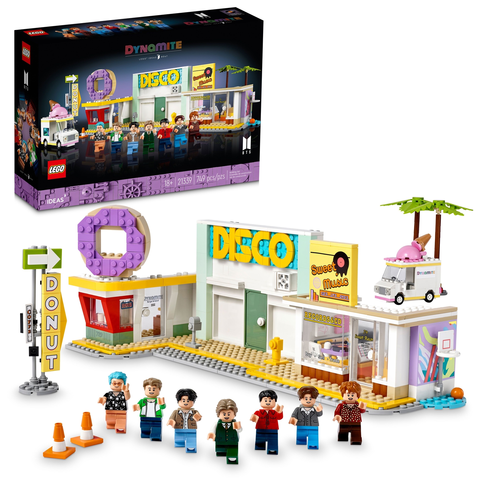 LEGO Ideas BTS Dynamite 21339 Set 749pcs with 7 Minifigures K Pop Display