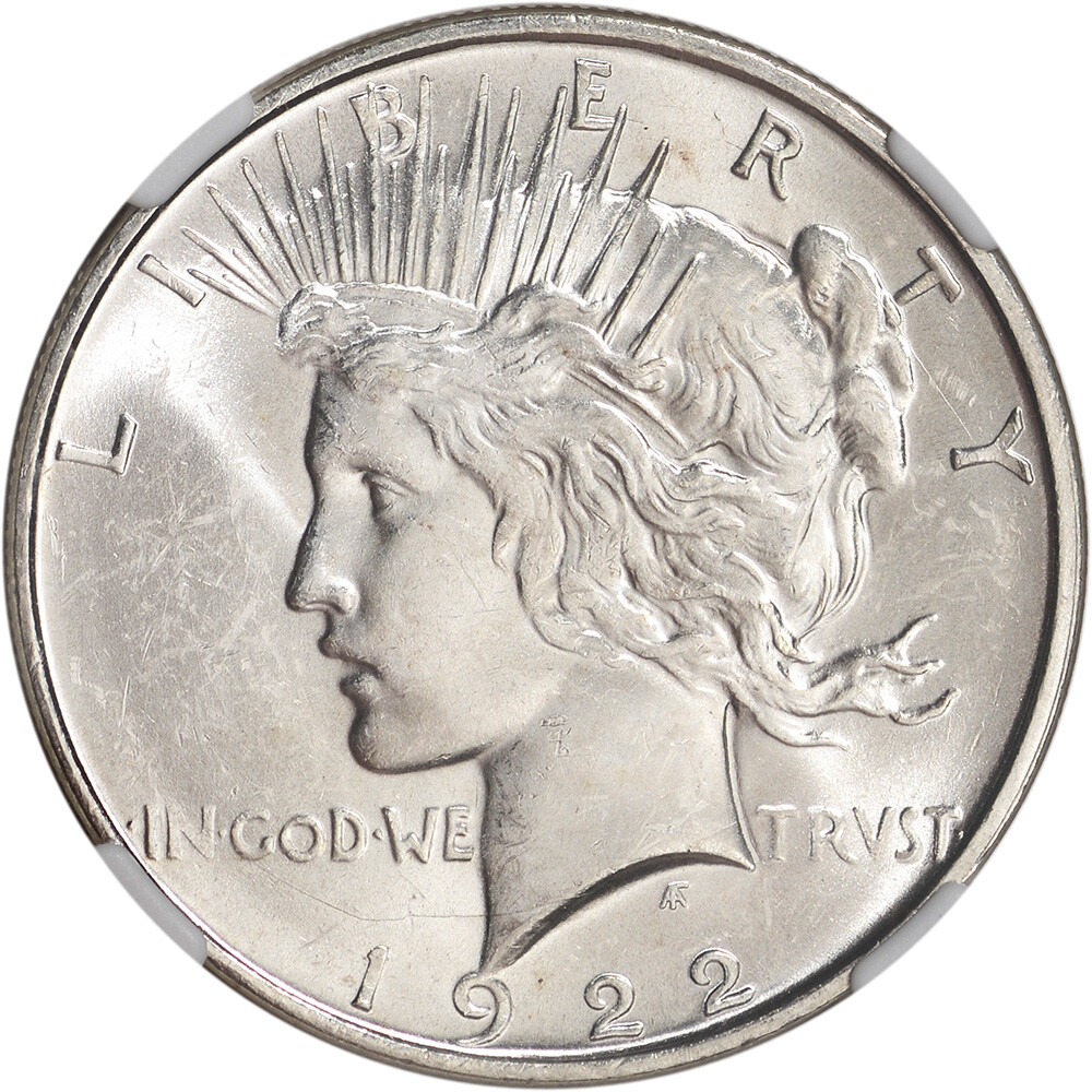 1922 D US Peace Silver Dollar $1 - NGC Brilliant Uncirculated