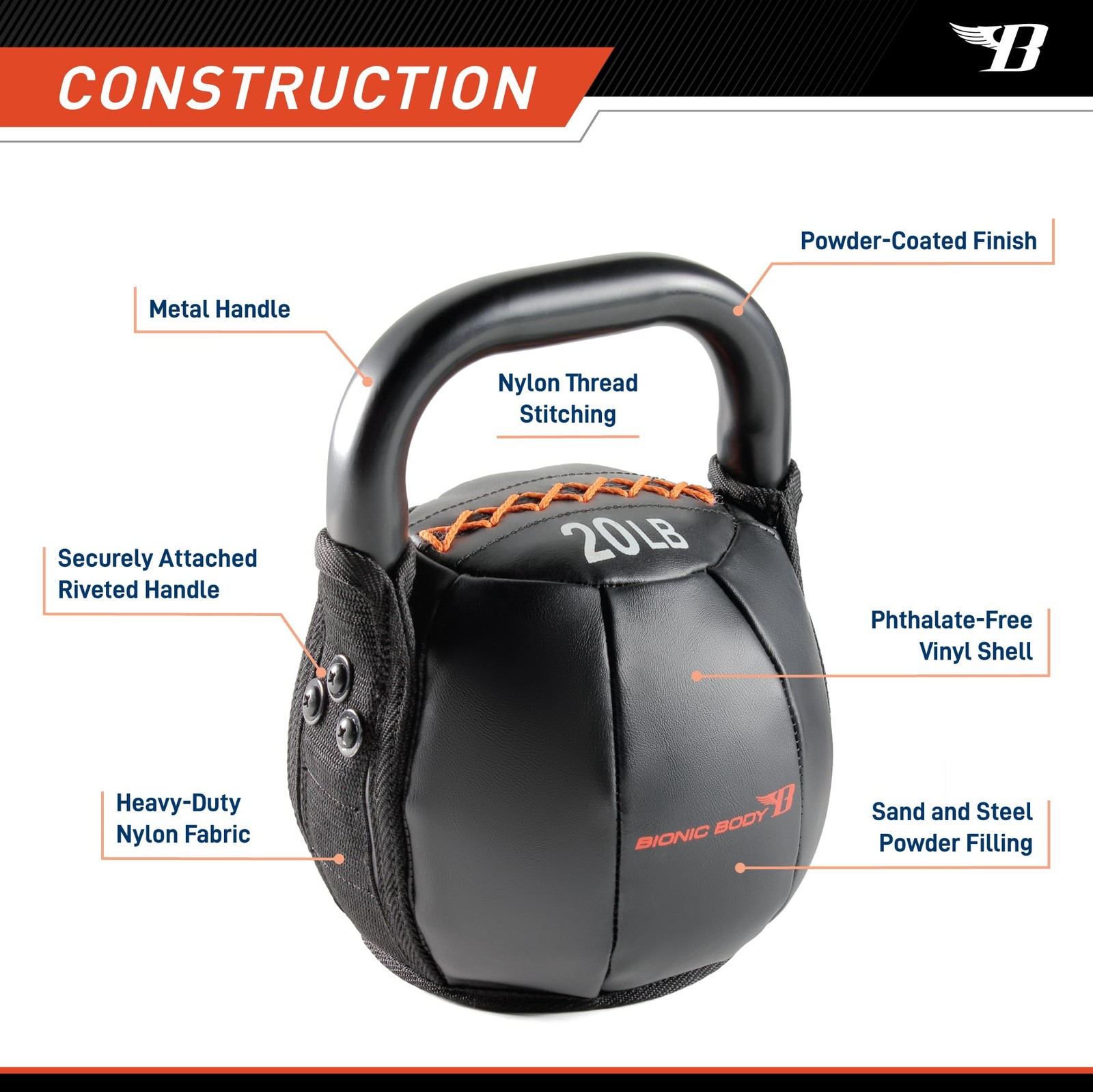 by Kim Lyons Soft Kettlebell 20 lb – Ergonomic Handle for Strength, Condition...