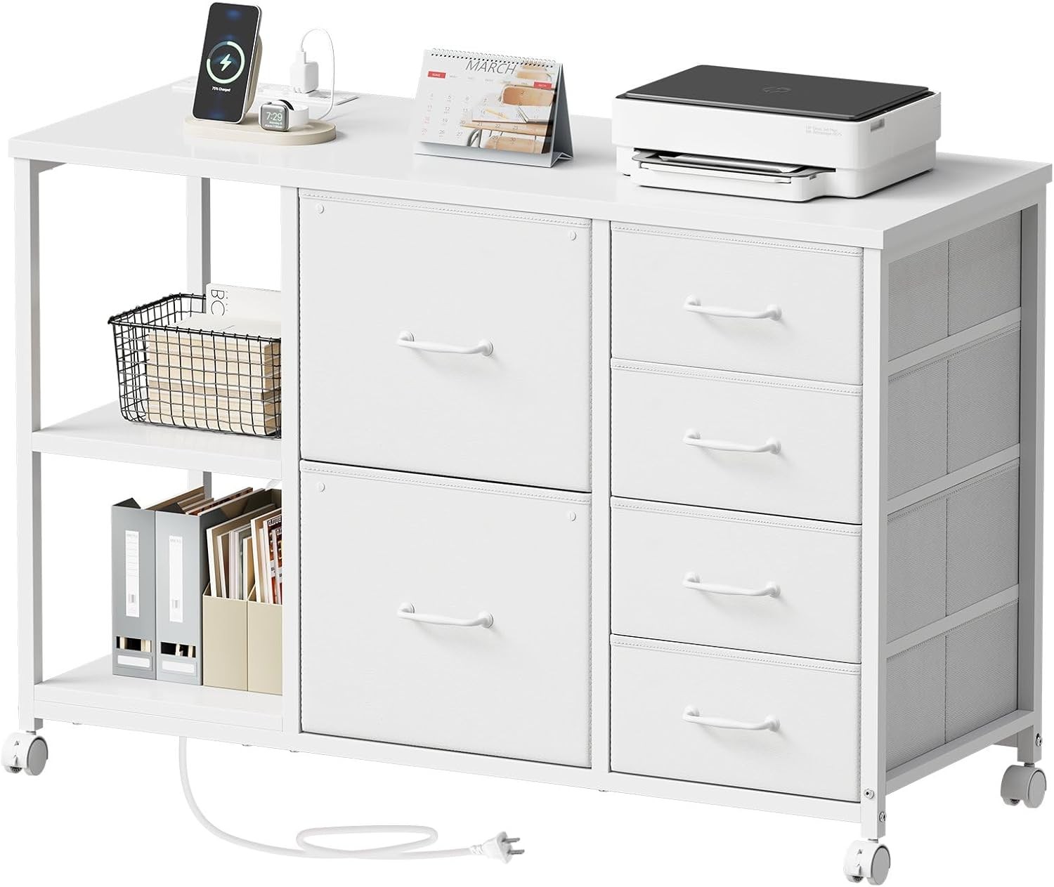 6 Drawer File Cabinet Charging Station Printer