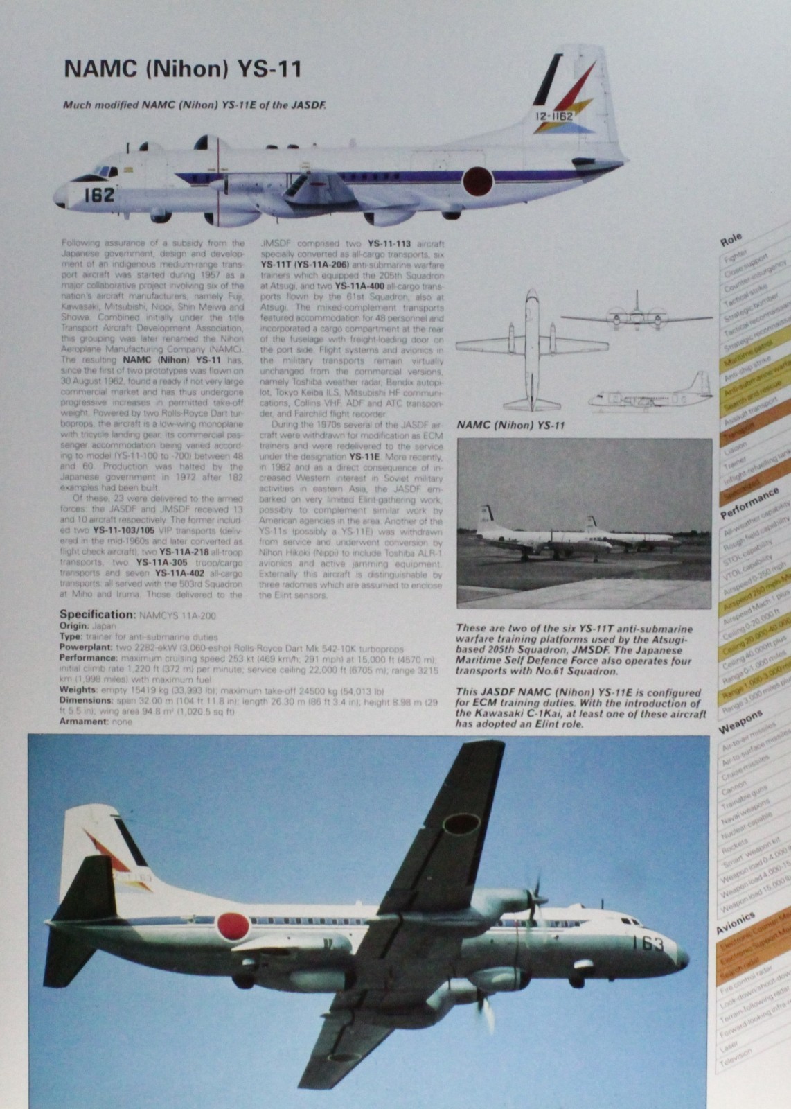 NAMC YS-11 YS 11 Plane Picture Vtg Aircraft Info Sheet Wall Art Decor