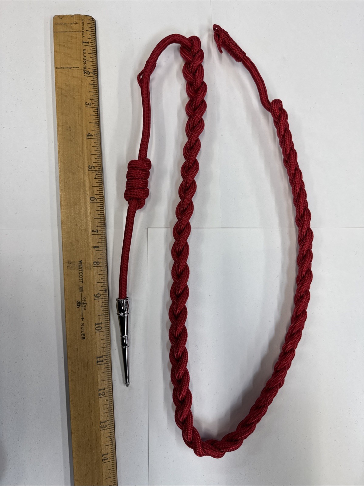 Shoulder Rope - Citation Cord - Honor Guard - Red With Silver Tip - 15”