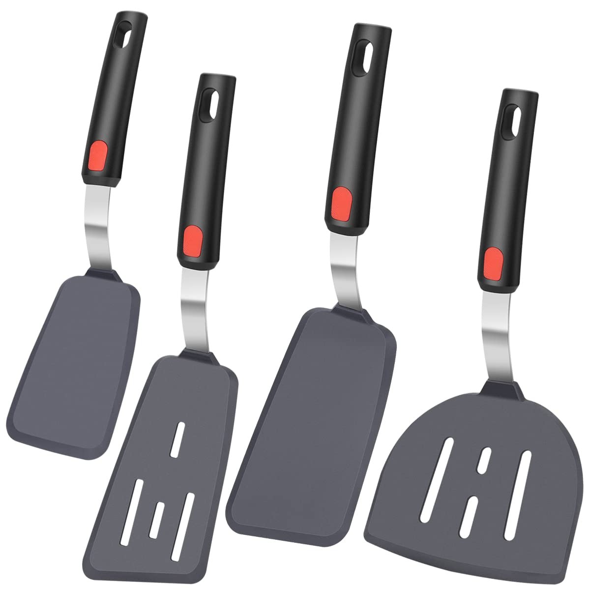 4Pcs Spatula Silicone Flexible Silicone Spatulas for Nonstick Cookware, Burge...