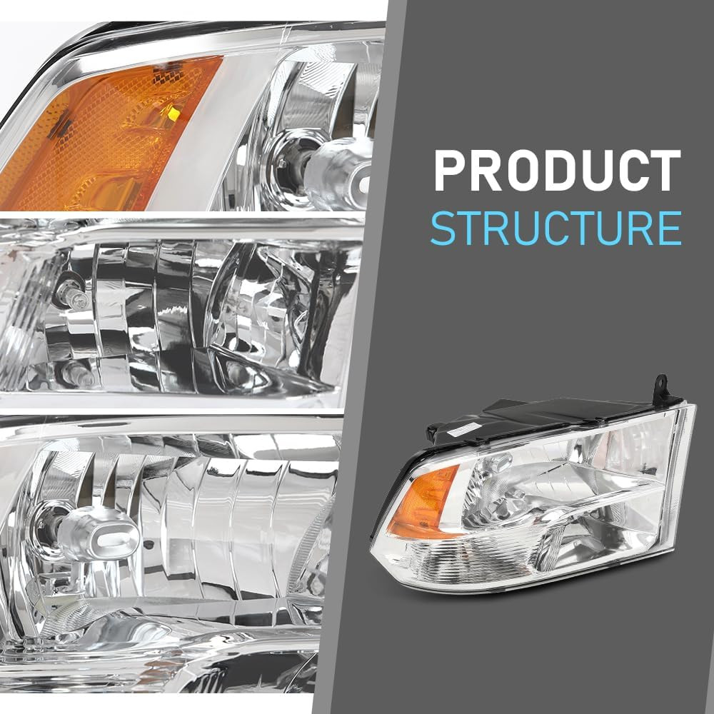 Front Headlights for 2009-2018 Dodge Ram 1500 2500 3500 Left Right Factory Style
