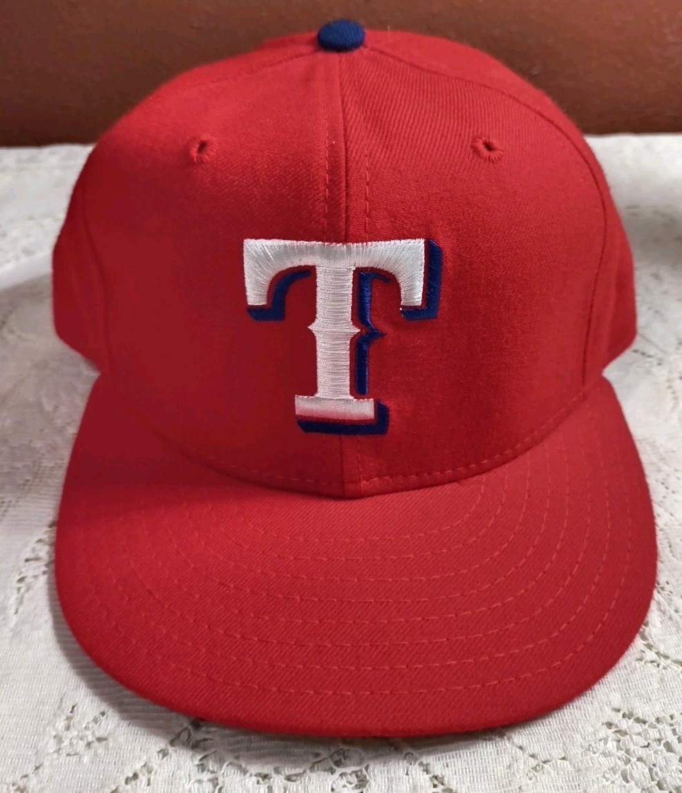 Vintage Texas Rangers Hat Fitted 7 1/4 New Era Red MLB Baseball Cap