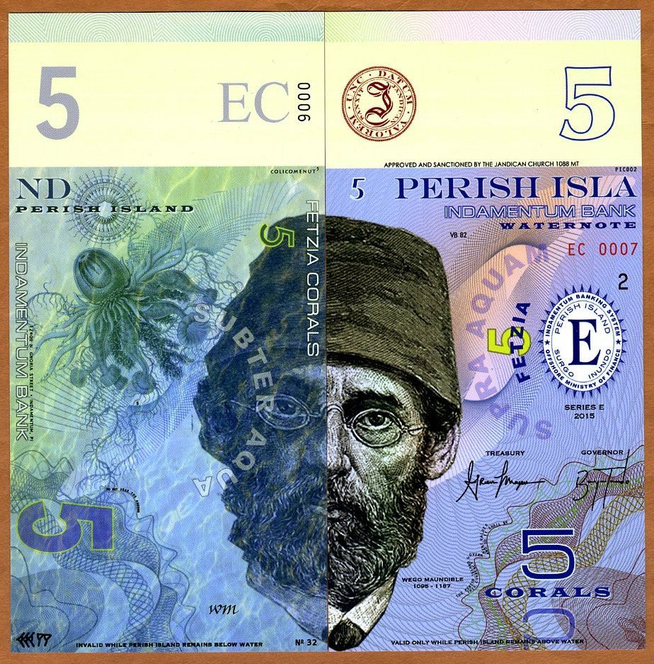 Perish Island, 5 Corals, 2015, Private Issue, UNC POLYMER