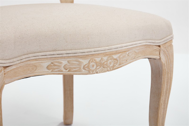 2 Set French Country Dining Chairs,Upholstered Chairs Nature Rattan Back,Beige