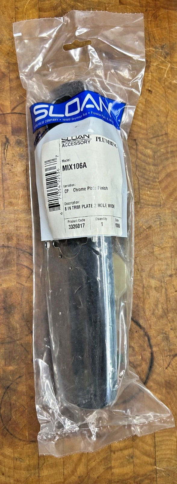 NOS Sloan Plumbing MIX106A Chrome 8” Trim Plate 2 Hole Wide 3326017
