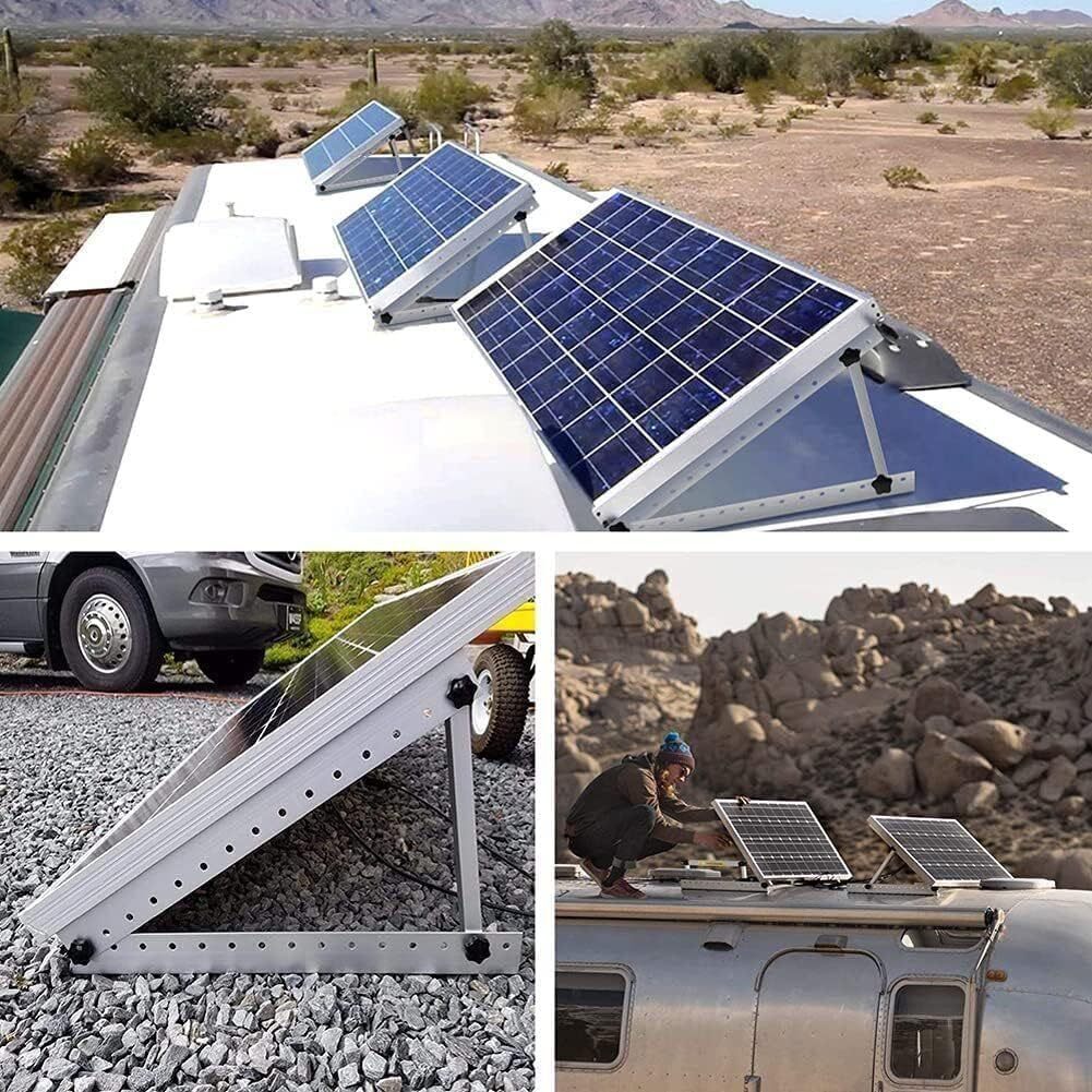 4PCS Solar Panel RV Tilt Mount Brackets Rooftop Flat Surface Adjustable Frame US
