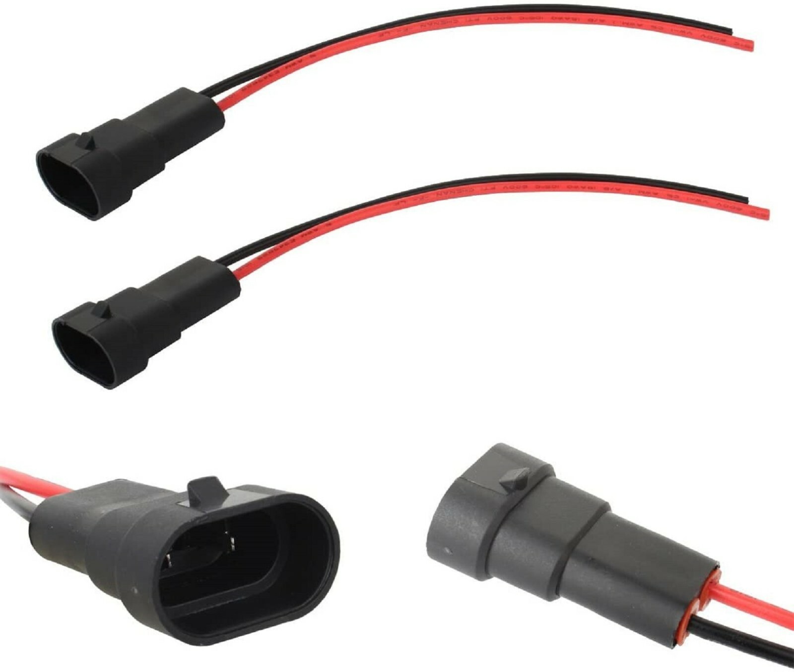 Wire Pigtail Male 9005 HB3 Two Harness Head Light Low Beam Replacement Socket OE