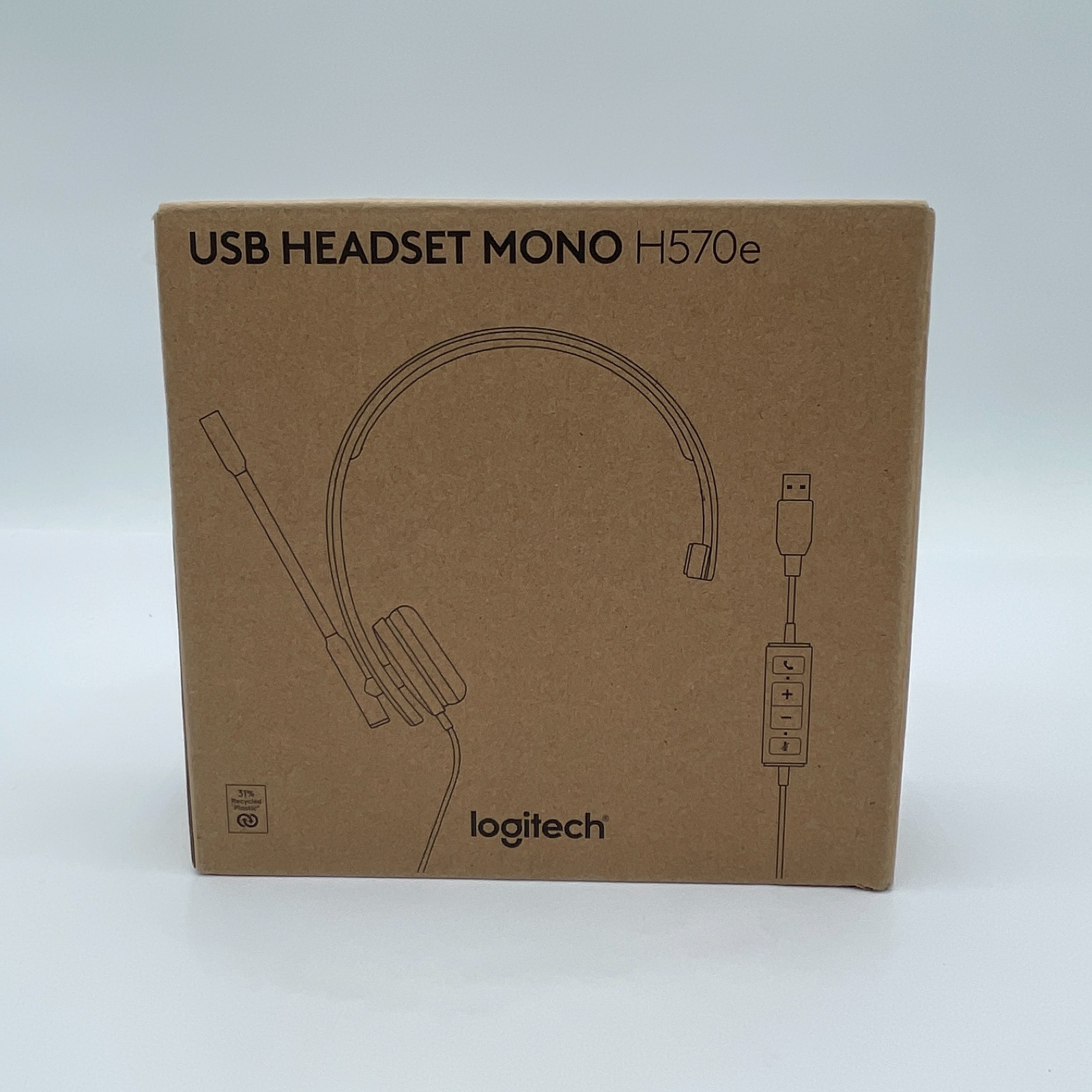 Logitech USB Headset Mono H570e Over the Head Wired Black New Sealed Ships Free