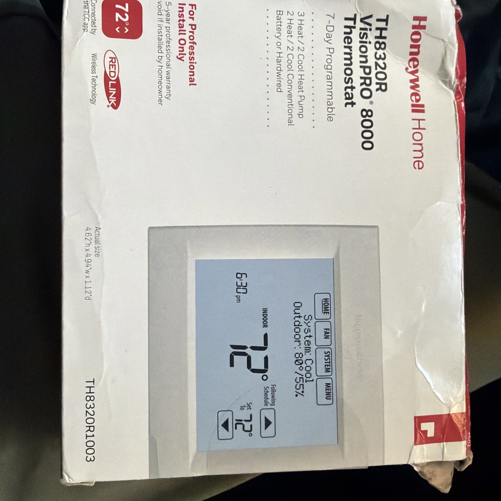 Honeywell TH8110R1008 Vision Pro 8000 Touch Screen Single Stage Thermostat