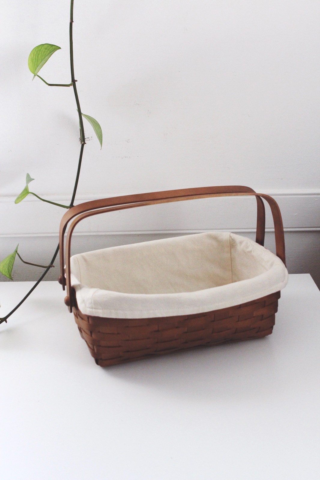 Vintage Woven Rectangle Basket - Heritage Mint, Canadian Maple - Gingham