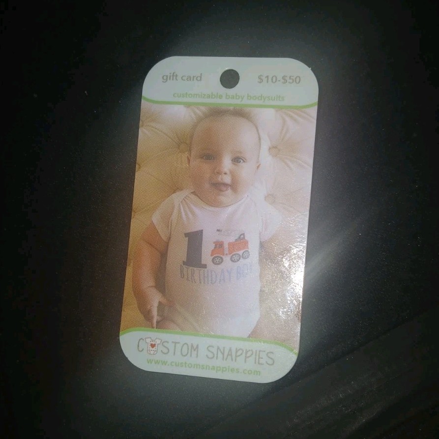 Custom Snappies, Little Wanderers, Custom Pacifiers Baby Gift Cards $10-$100