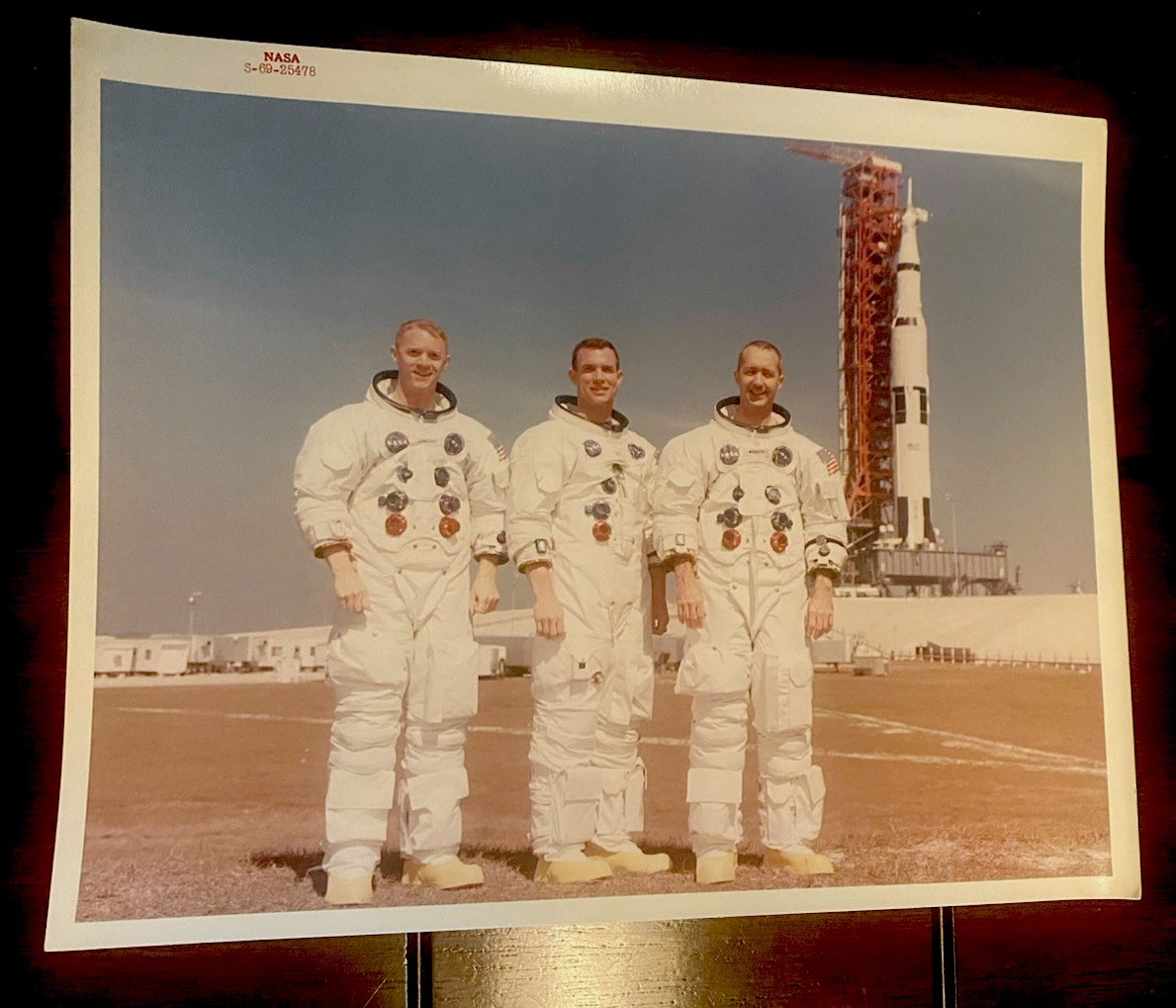 Official February 1969 NASA Red Number Apollo IX Kodak Paper Photo - Crew /Sat V