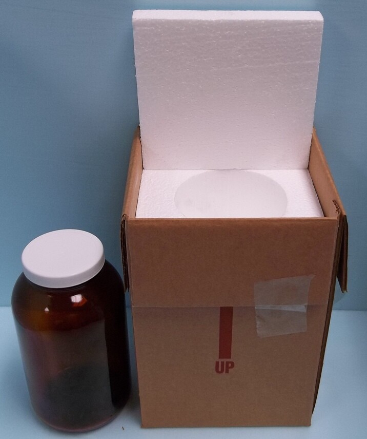 1250 ML WIDE MOUTH AMBER GLASS PACKER BOTTLES WITH WHITE PTFE FOAM LINED CLOSURE