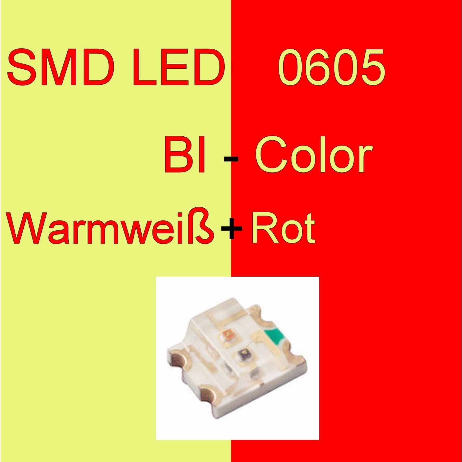 1/10/20pcs SMD LED 0605 Bi-Color Warm White/Red Duo LED Two Tone