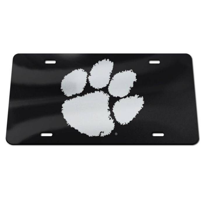CLEMSON TIGERS BLACK AND SILVER SPECIALTY ACRYLIC​ LICENSE PLATE